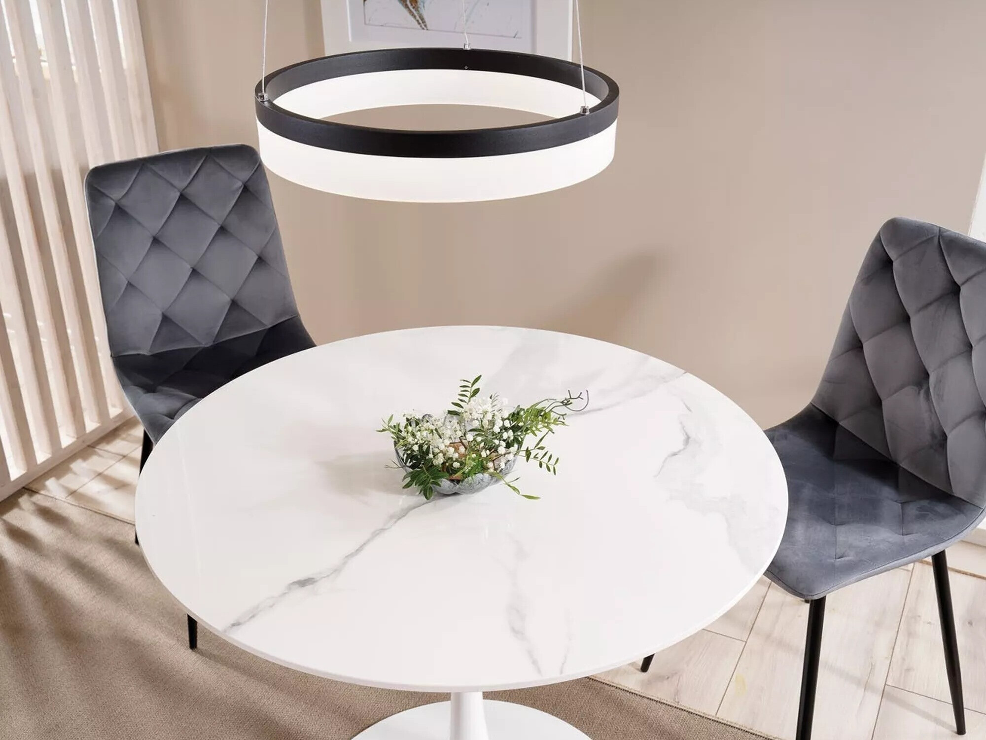 Miza Detroit 378 (Beli marmor + Bela)