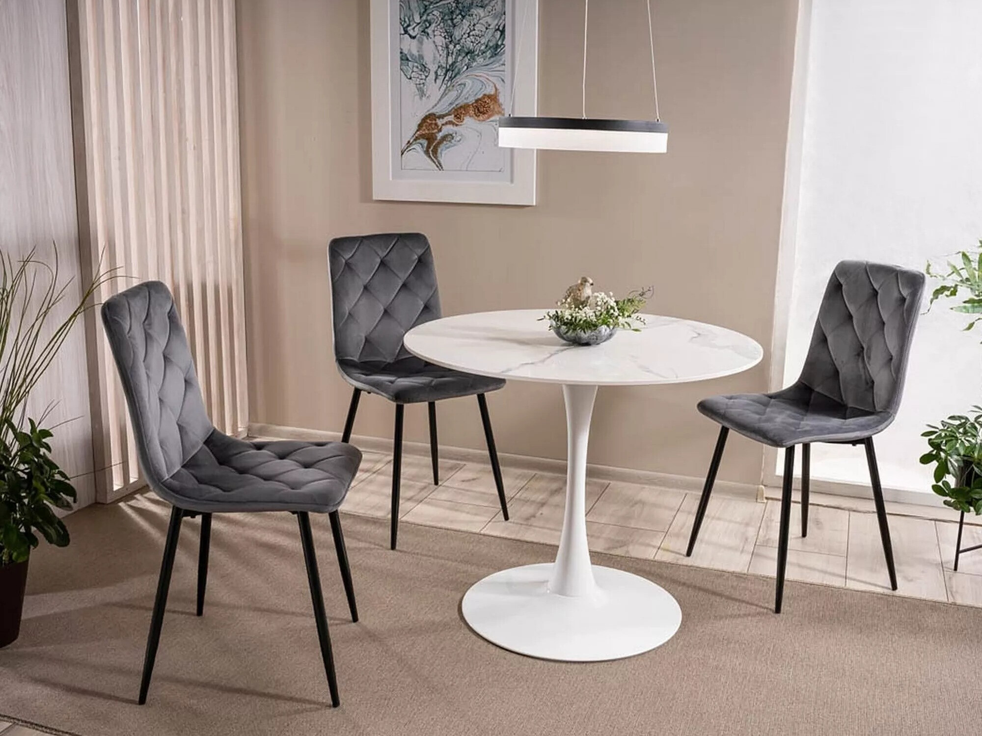 Miza Detroit 378 (Beli marmor + Bela)