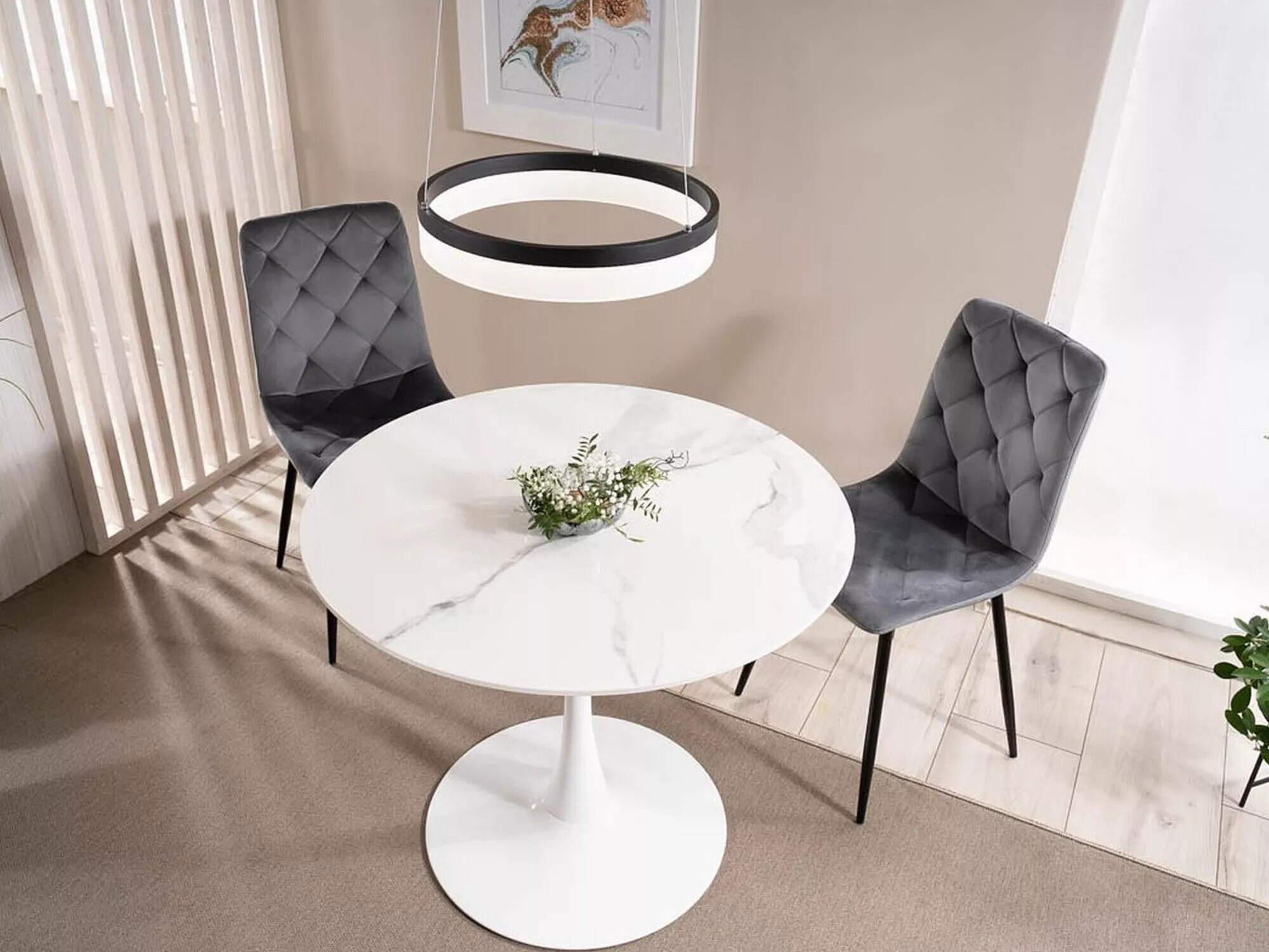 Miza Detroit 378 (Beli marmor + Bela)