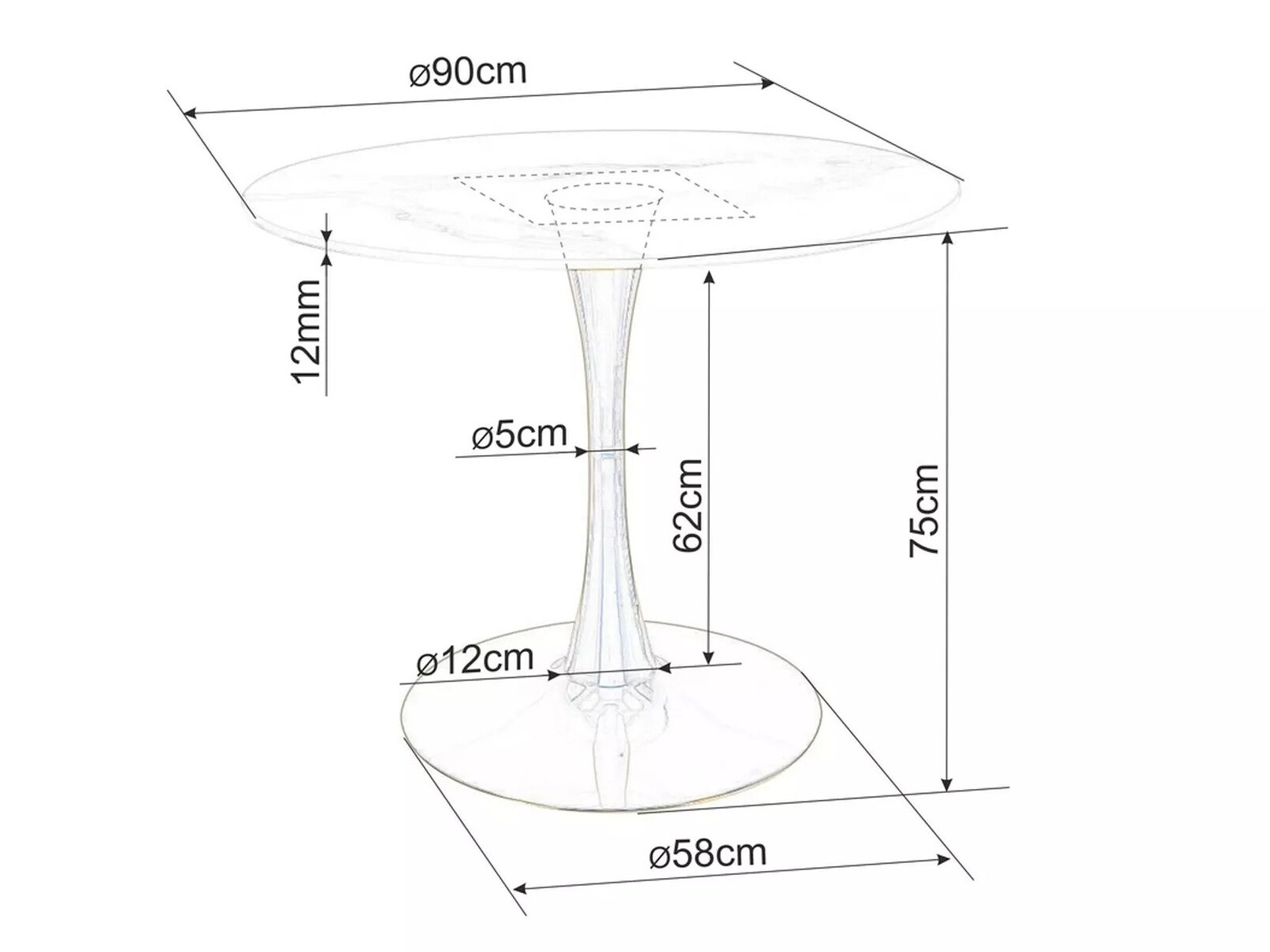 Miza Detroit 378 (Beli marmor + Bela)
