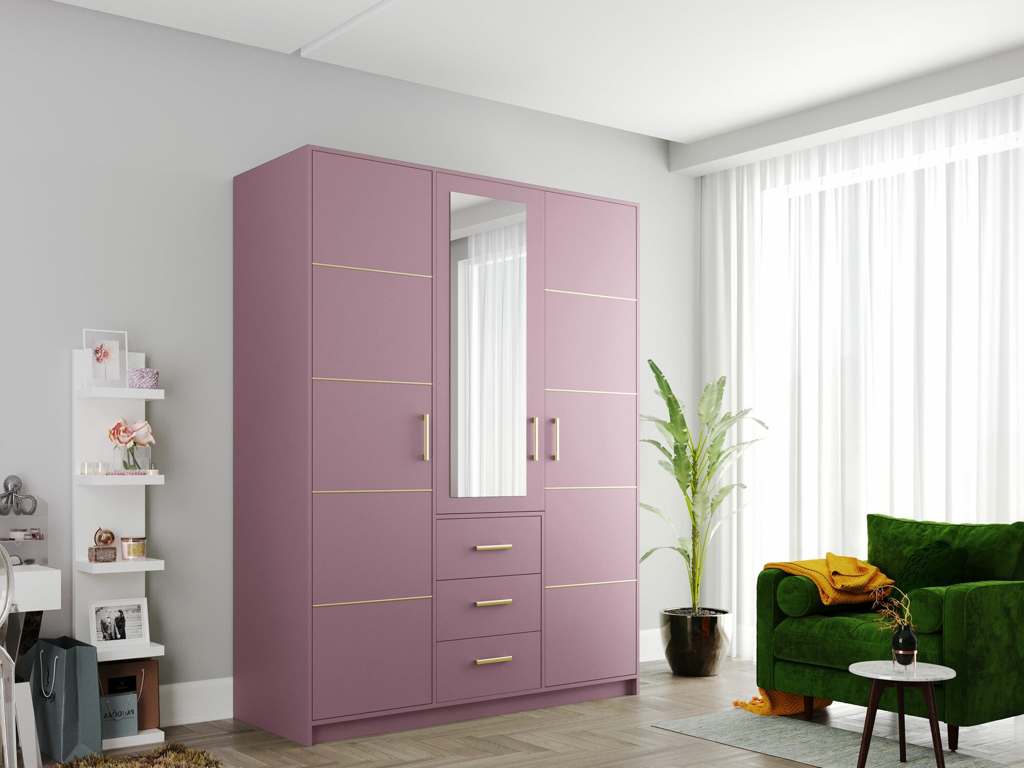 Garderobna omara Rosa (Vijolična)
