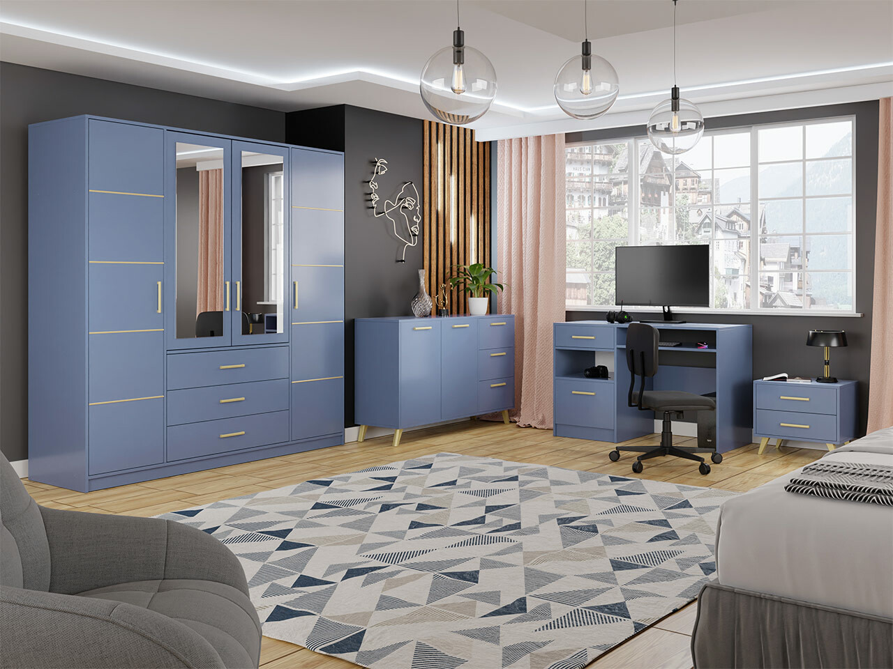 Pohištveni komplet Dortivu 150 (Modra)