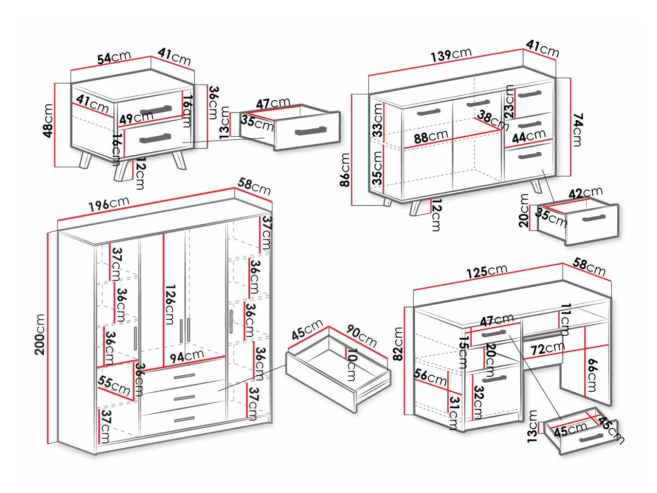 Pohištveni komplet Dortivu 150 (Modra)