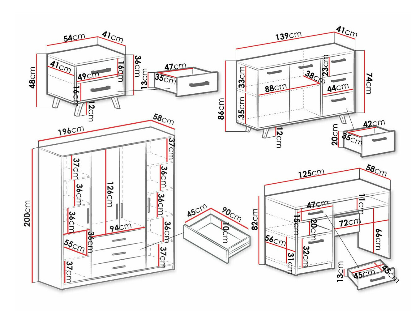Pohištveni komplet Dortivu 150 (Vijolična)