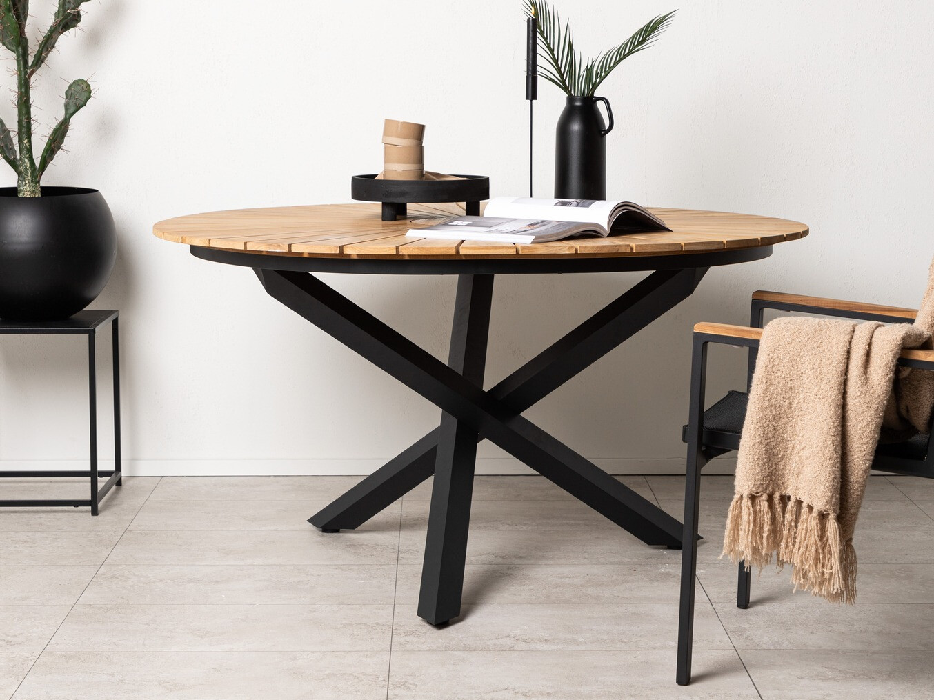 Vrtna miza Dallas 5223 (Črna + Tikovina)