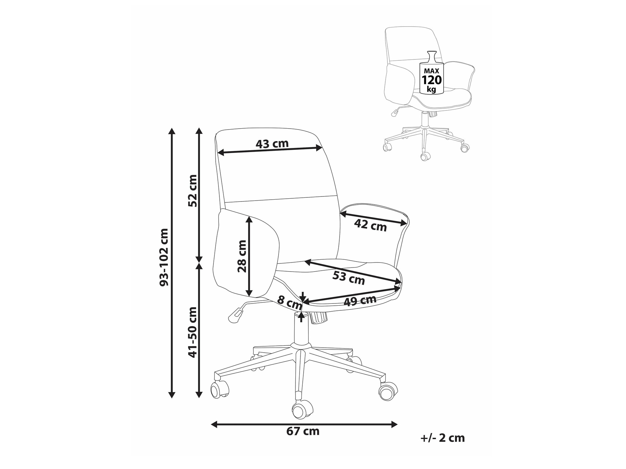 Pisarniški stol Berwyn 2023 (Rjava)