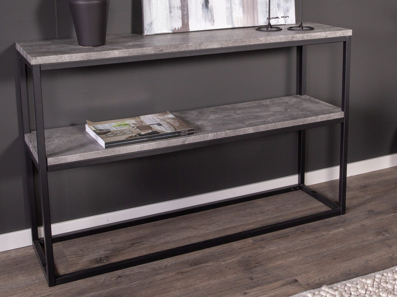 Konzolna miza Dallas 2521 (Beton + Črna)