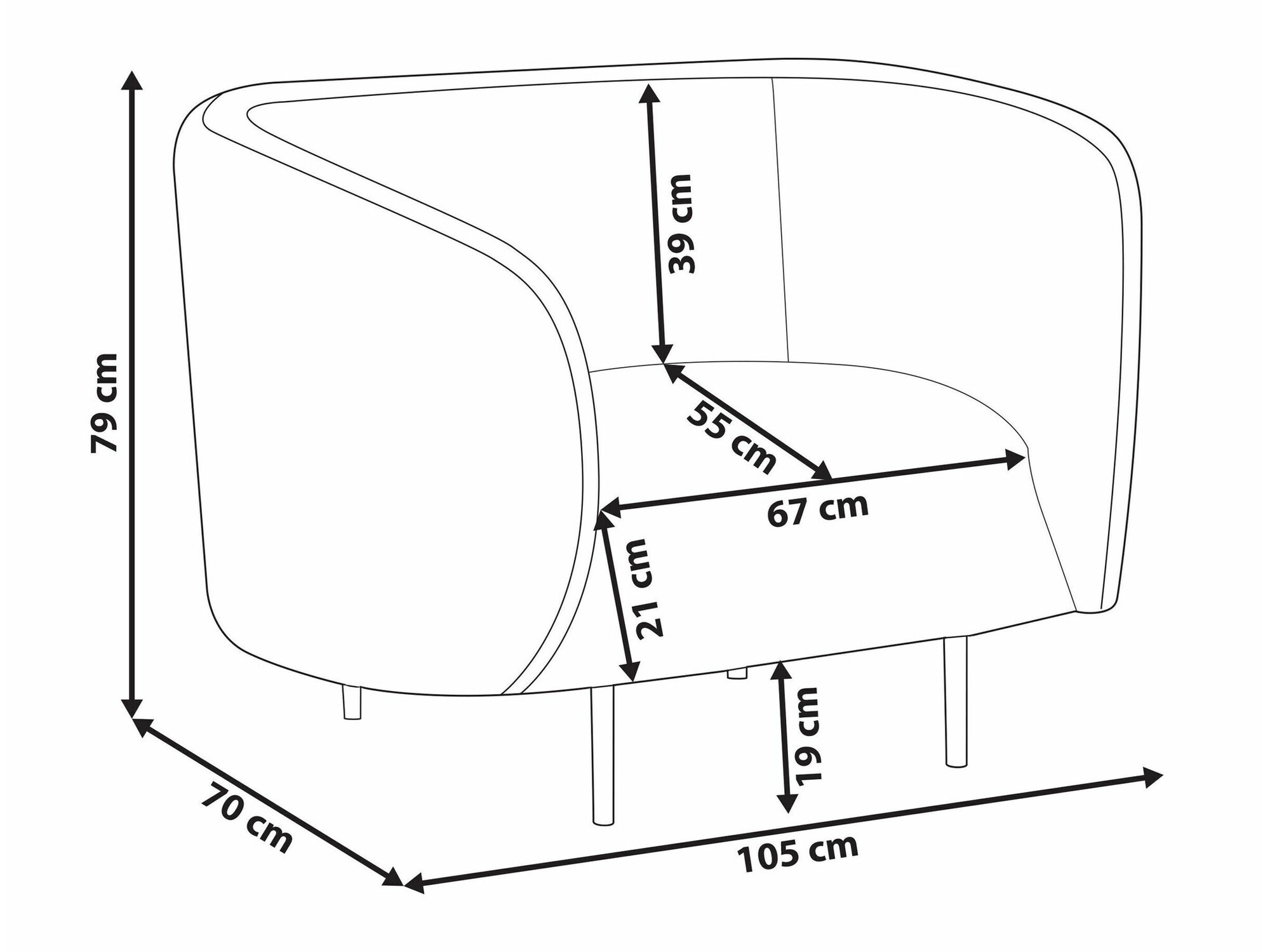 Fotelj Berwyn 122 (Bela + Črna)