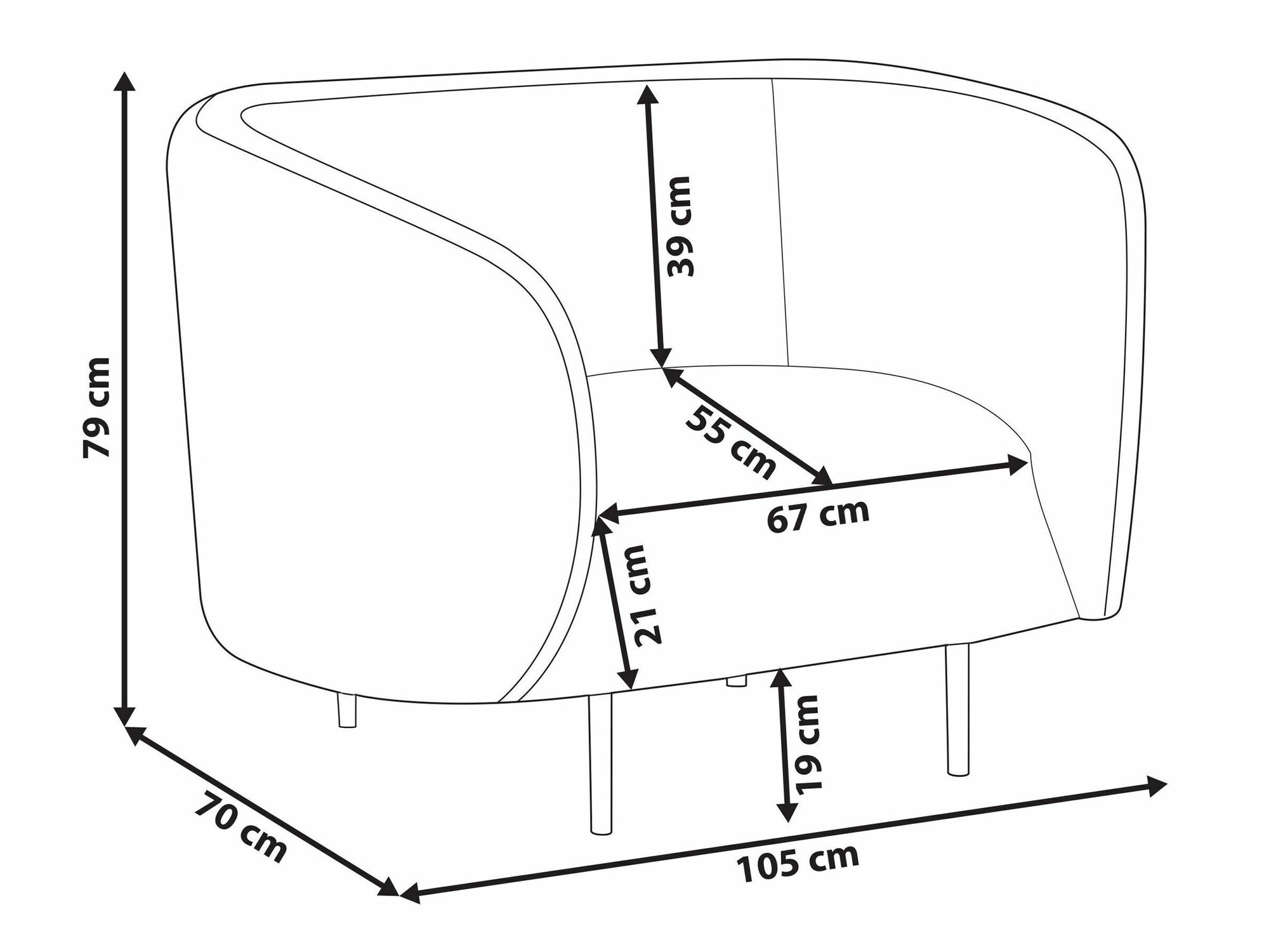 Fotelj Berwyn 2033 (Črna + Oranžna)