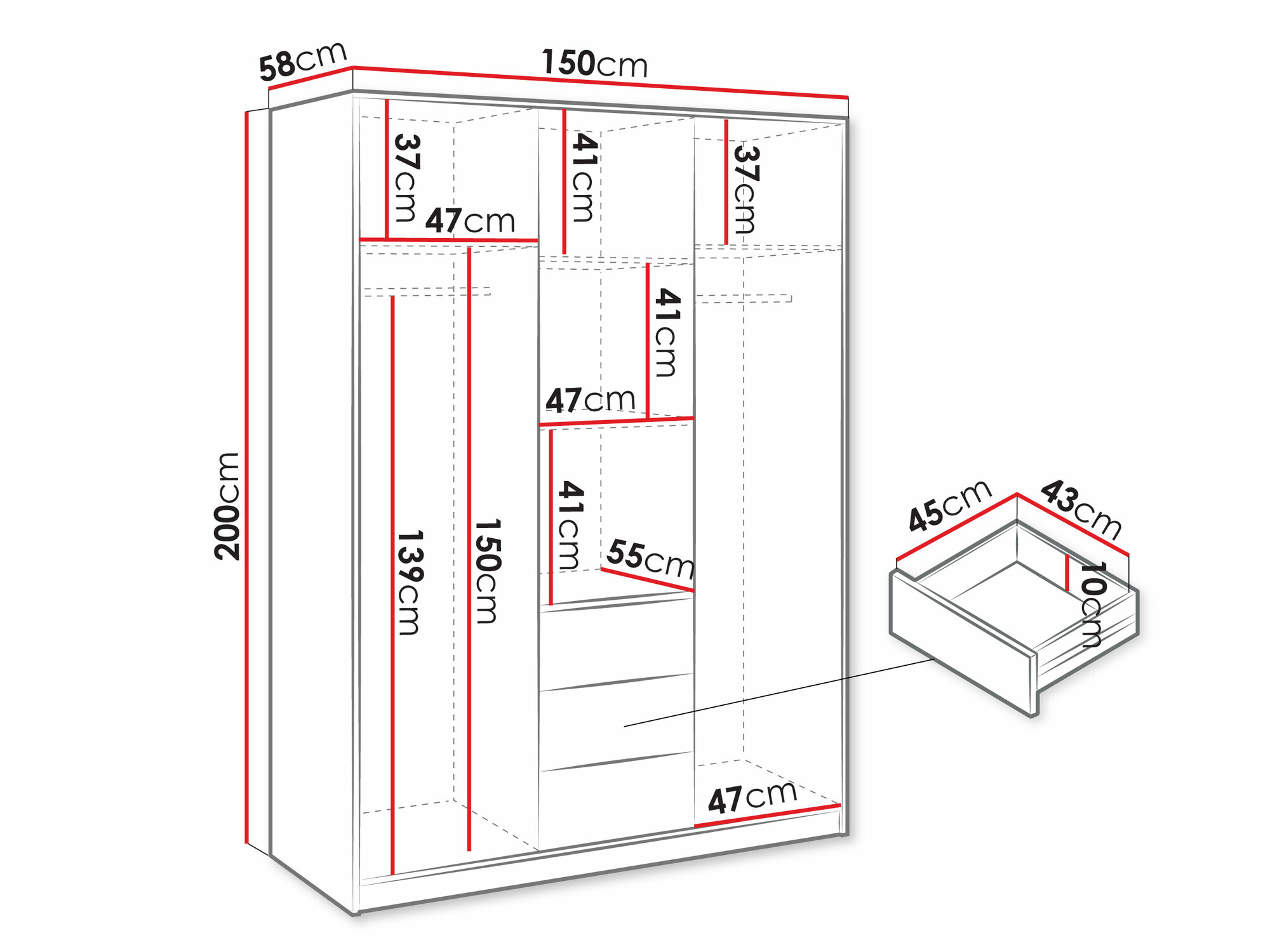 Garderobna omara Collis I (Wotan hrast + Črna)