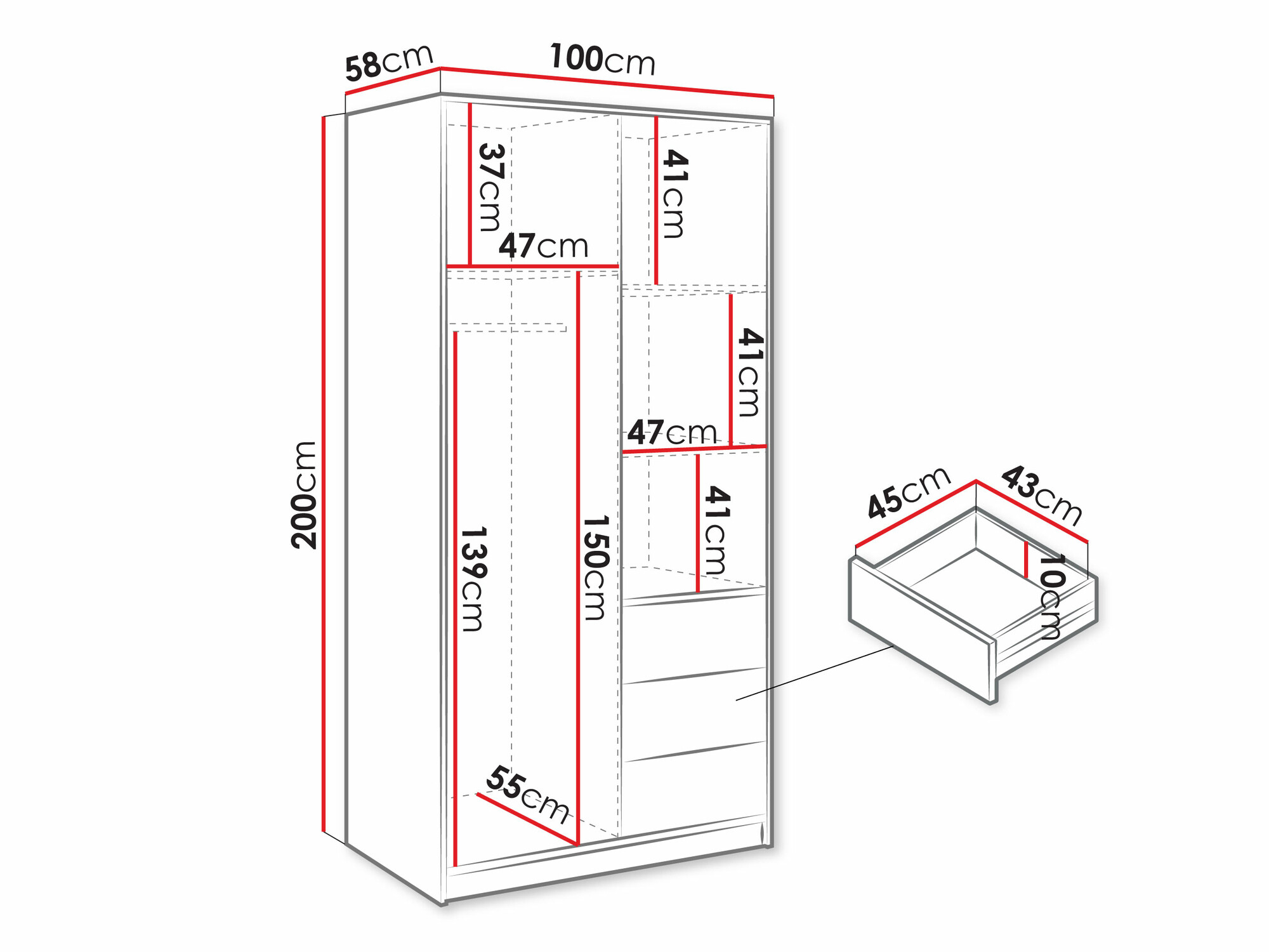 Garderobna omara Enolevo 104 (Wotan hrast + Črna)