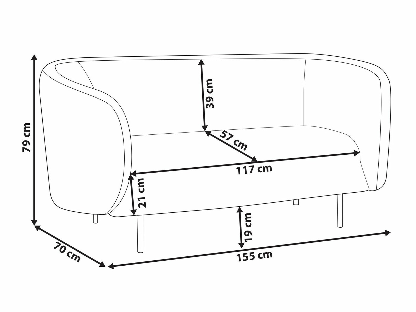 Kavč Berwyn 2042 (Črna)
