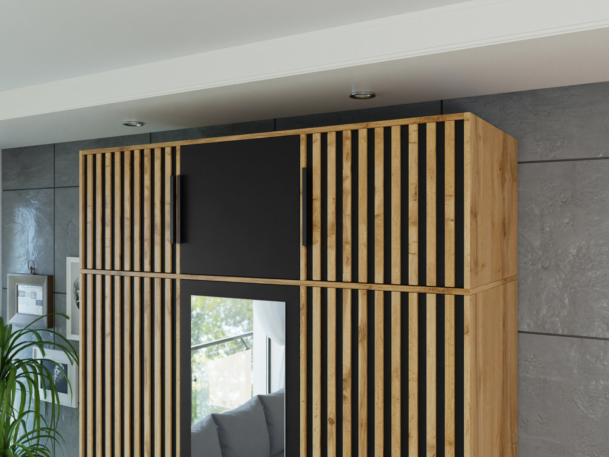 Omarica Enolevo 105 (Wotan hrast + Črna)