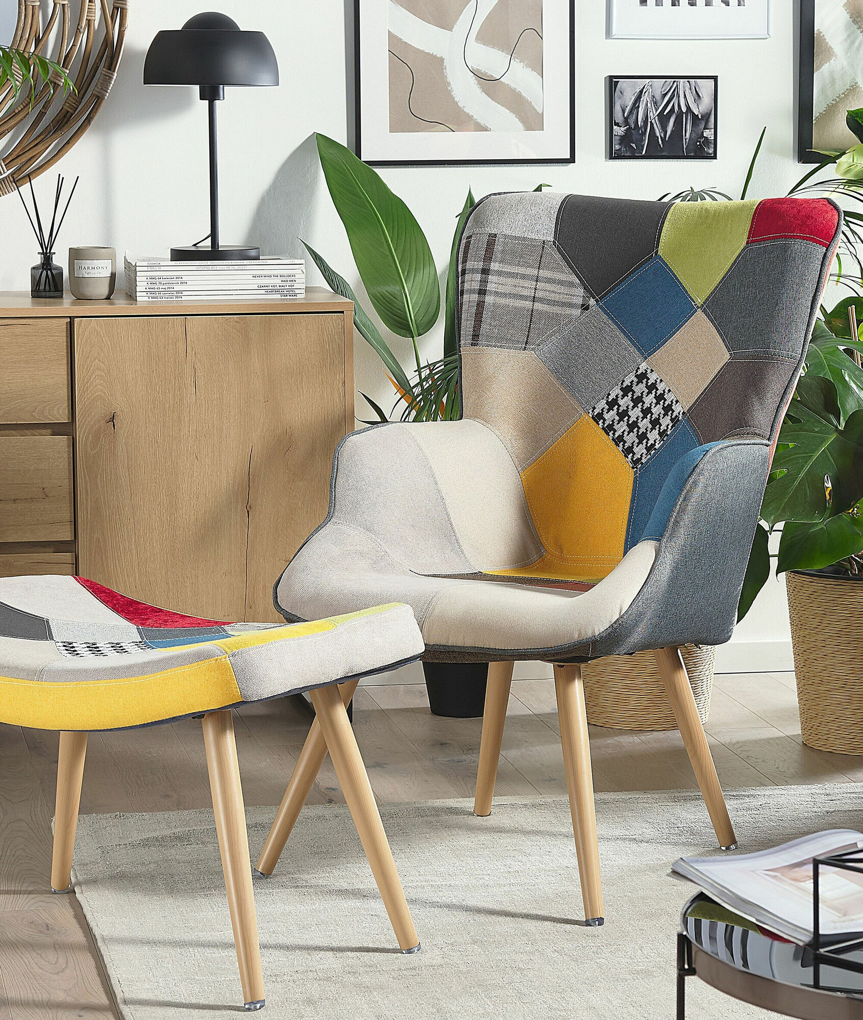 Fotelj Berwyn 2048 (Črna + Modra + Rumena)