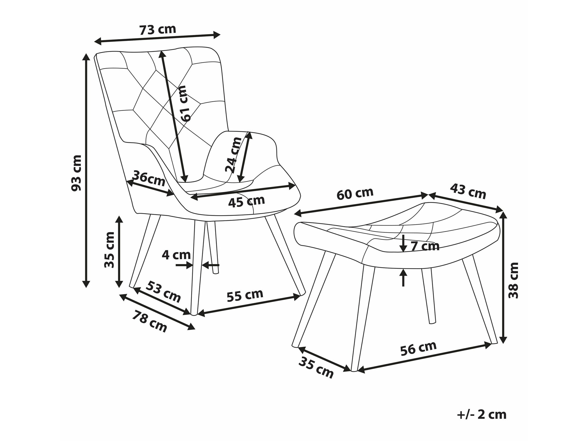Fotelj Berwyn 2048 (Črna + Modra + Rumena)
