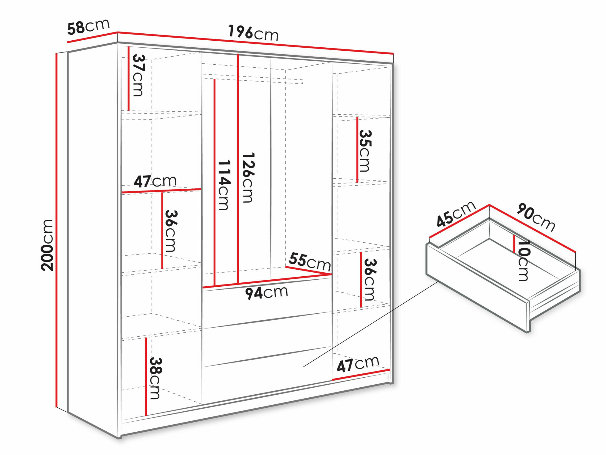 Garderobna omara Collis II (Wotan hrast + Črna)