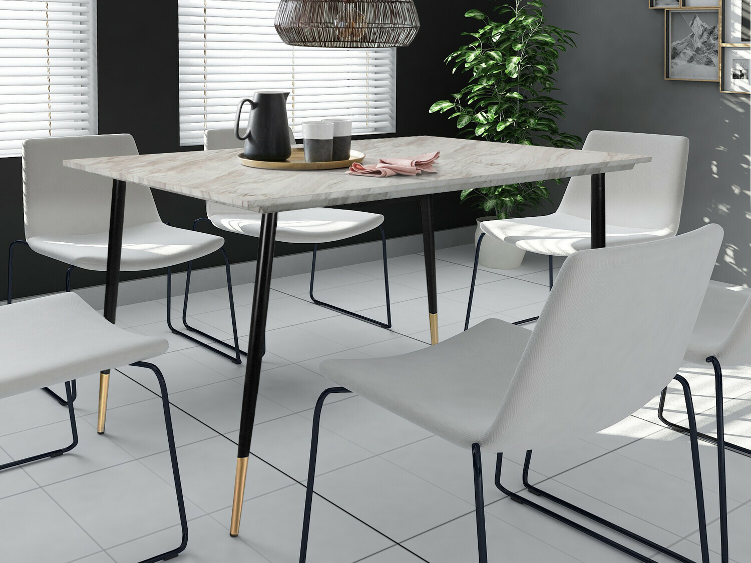 Miza Denton 760 (Črna + Zlata + Sivi marmor)