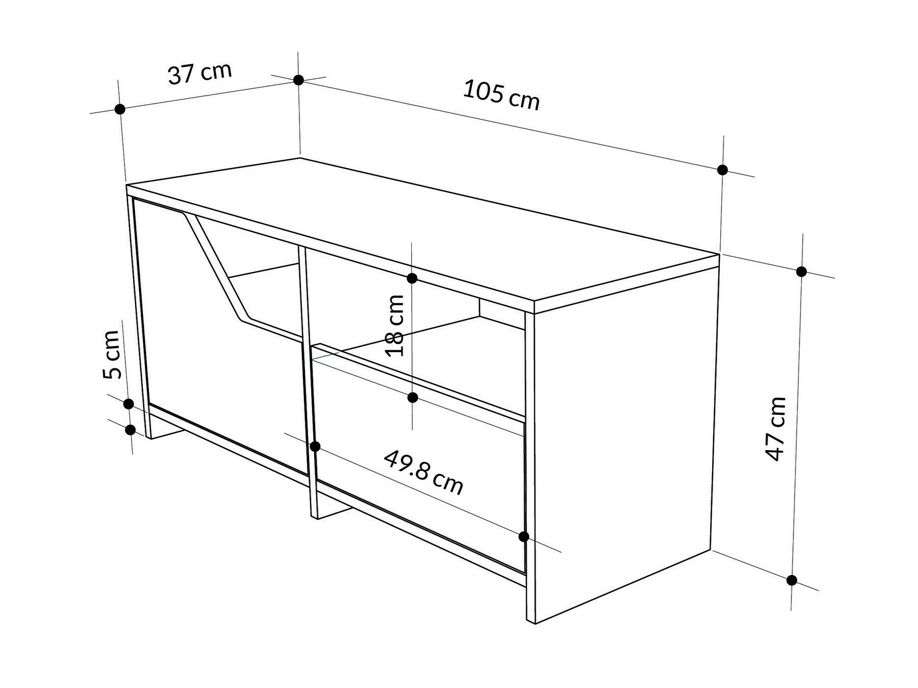 Omarica za čevlje Asheboro 111 (Bela + Hrast)