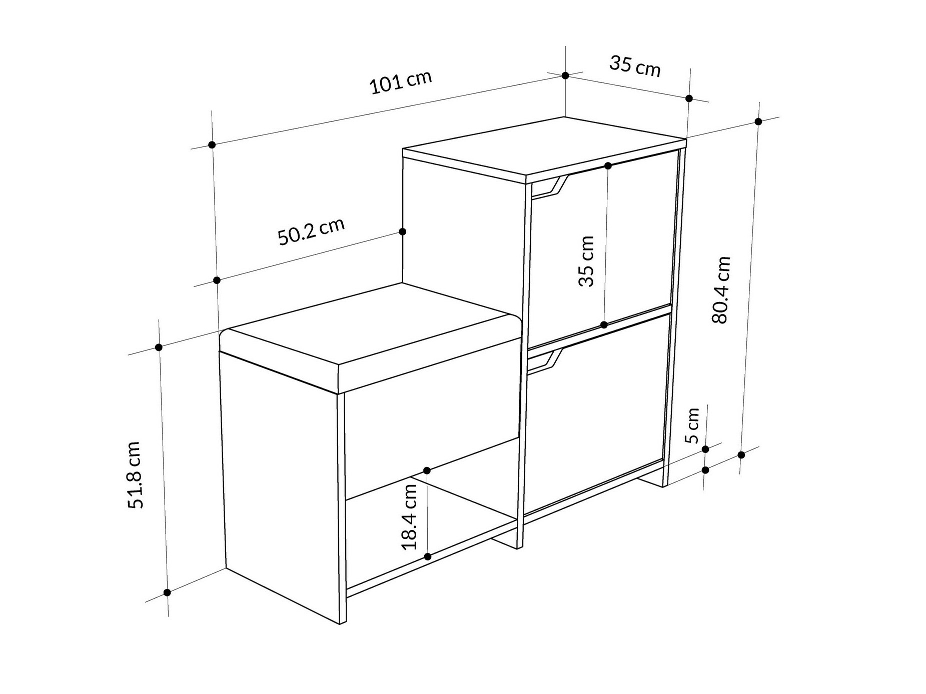 Omarica za čevlje Kailua 2150 (Antracit + Hrast)