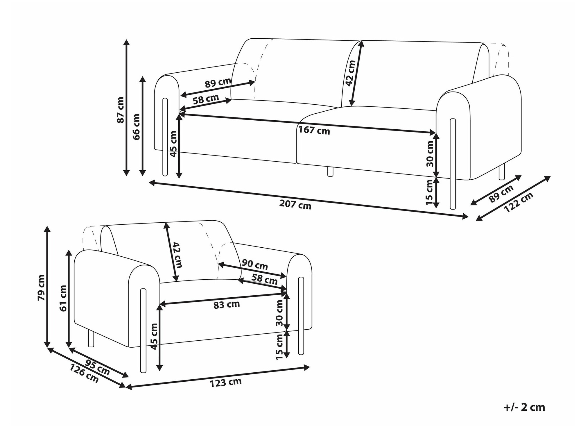 Oblazinjeno pohištvo Berwyn 2073 (Bež)