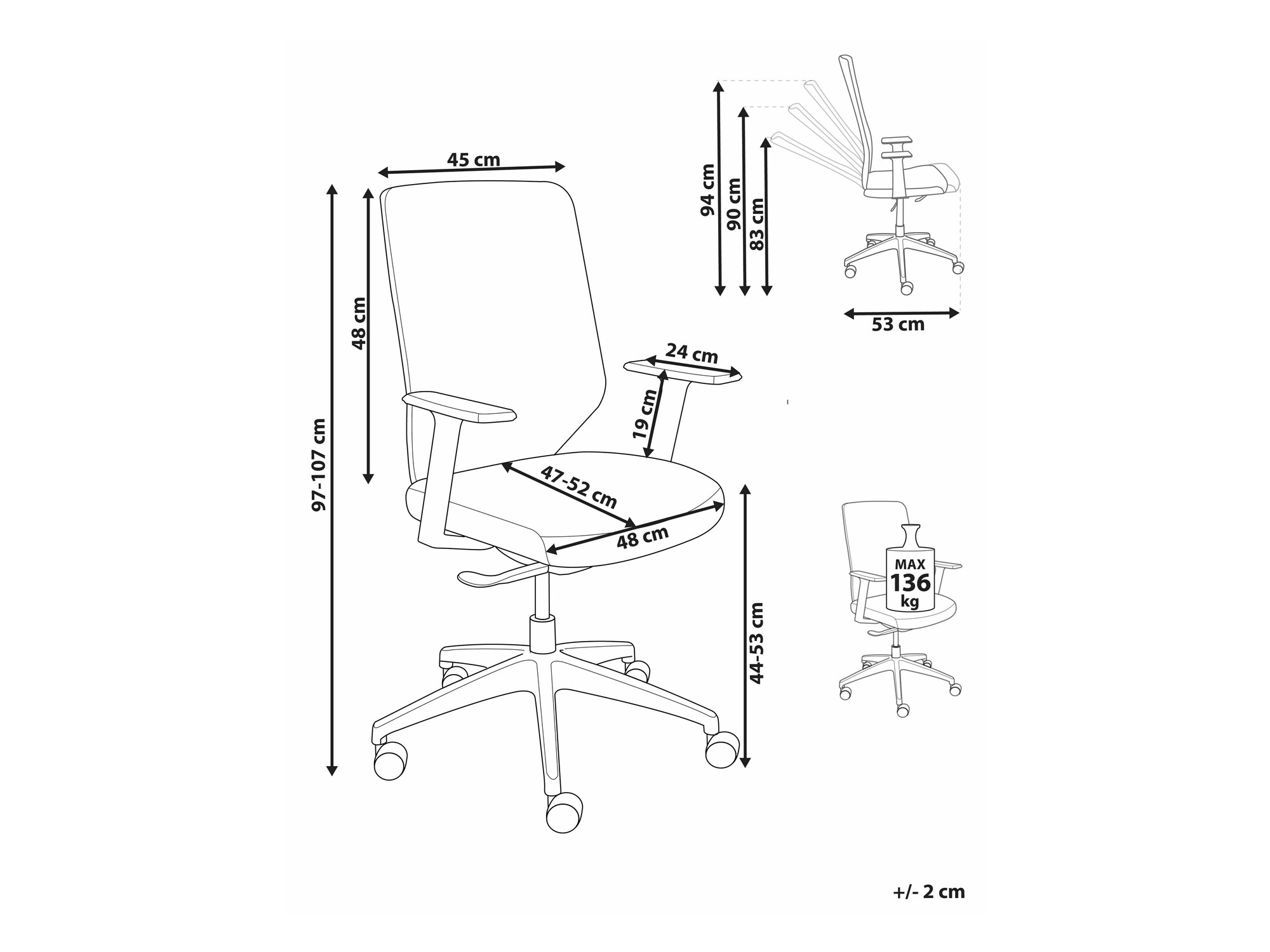 Pisarniški stol Berwyn 2071 (Rdeča + Siva)