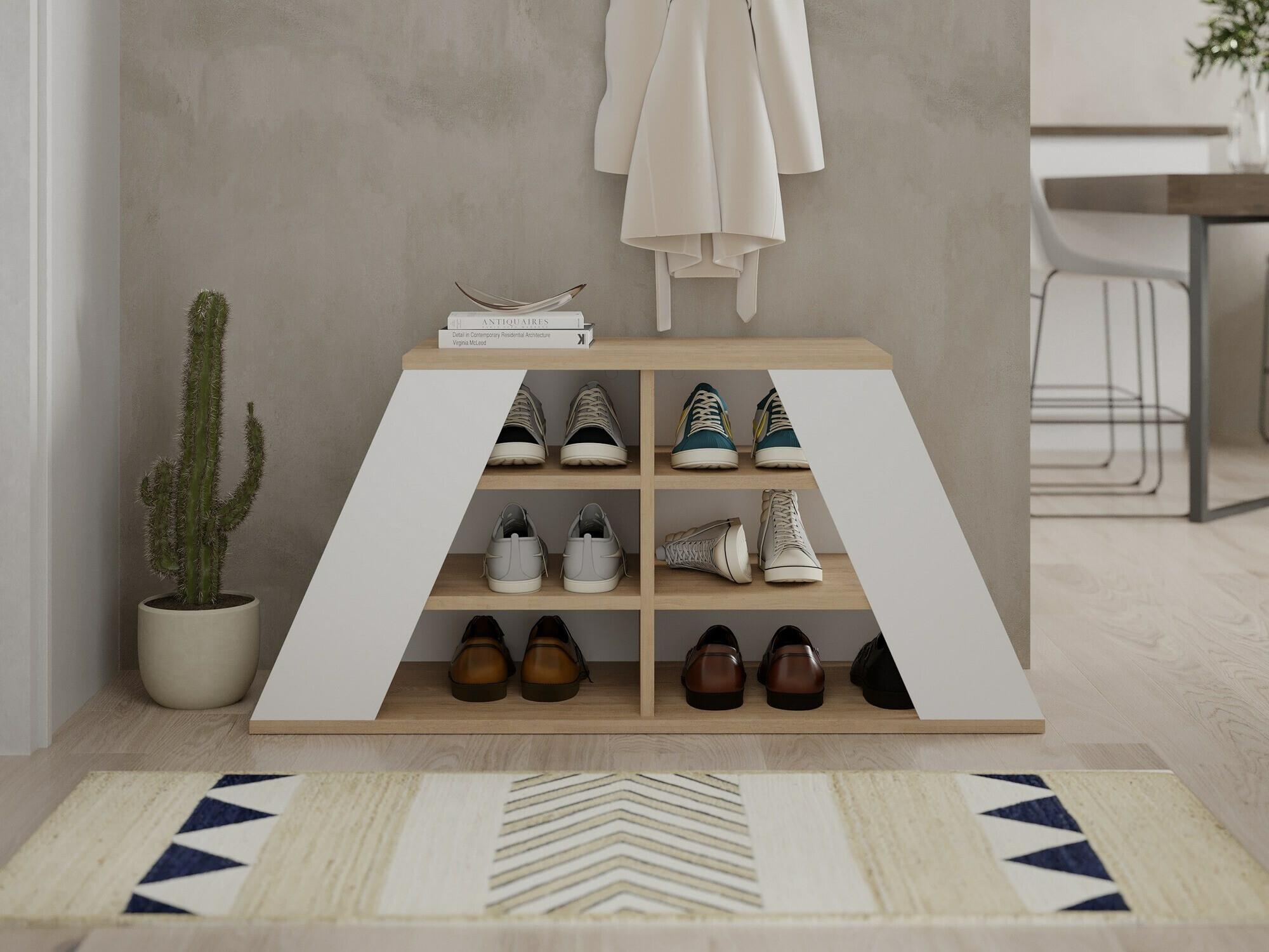 Omarica za čevlje Kailua 2157 (Bela + Hrast)