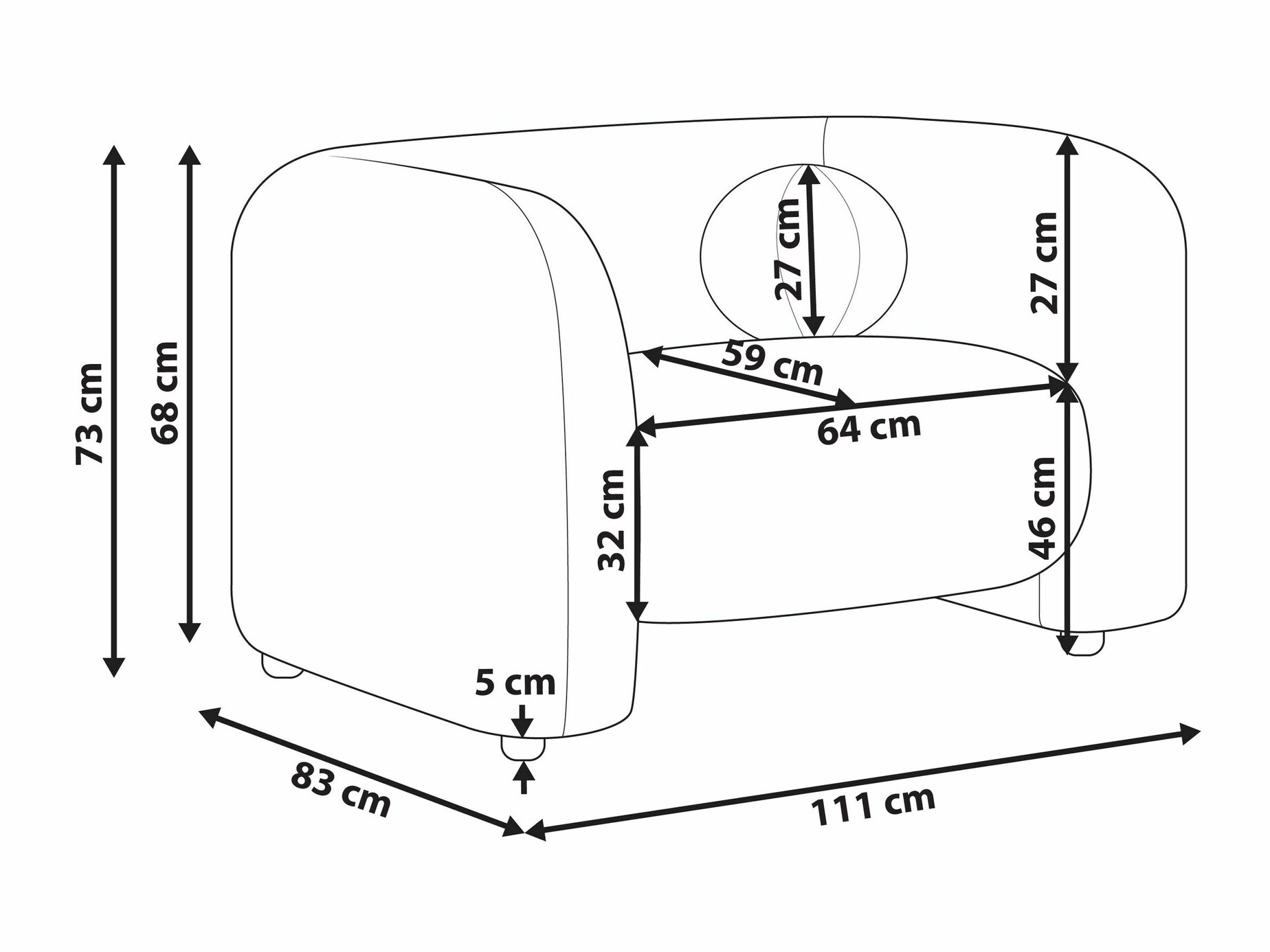 Fotelj Veselme 100 (Bela)