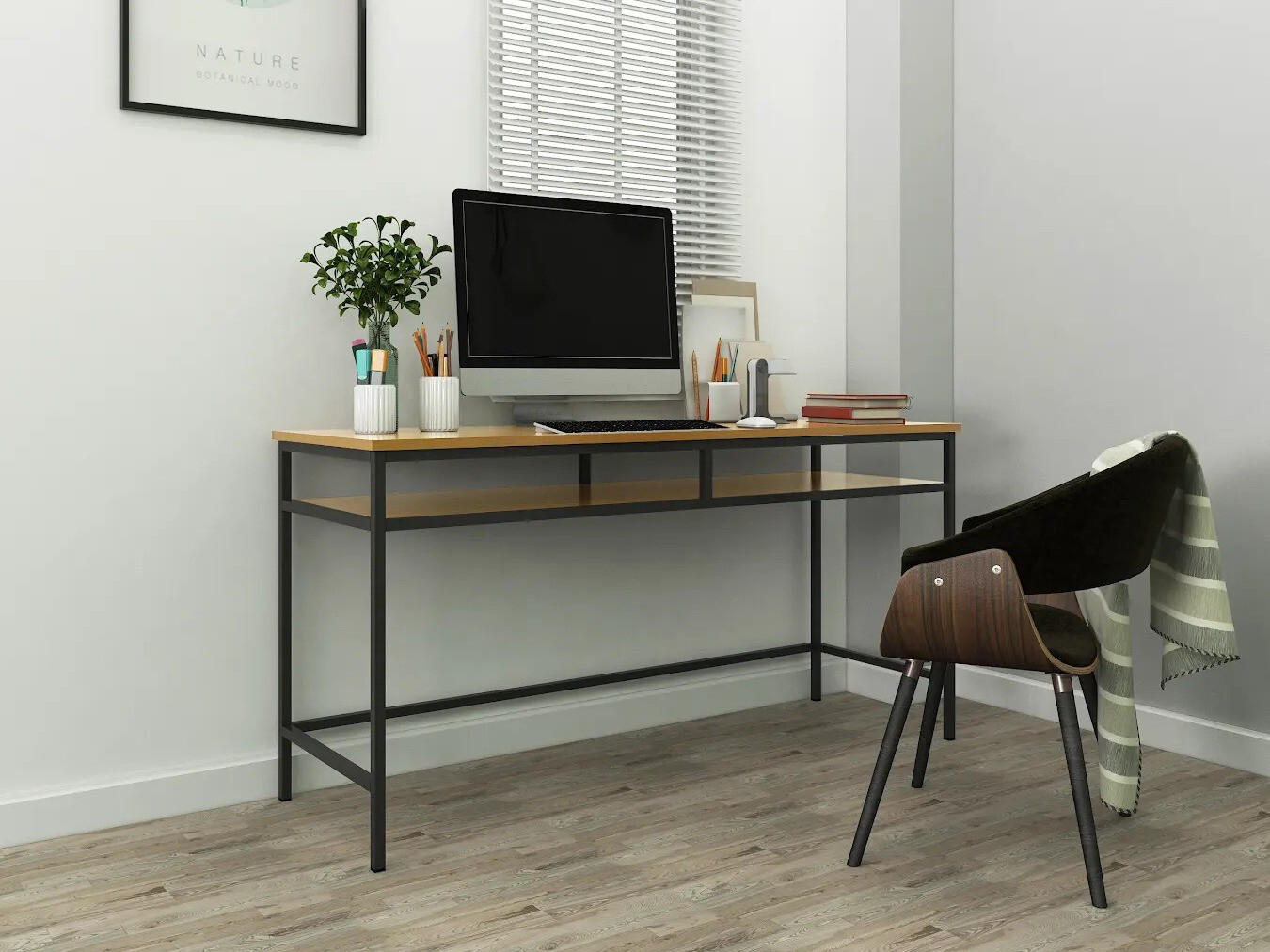 Pisalna miza Merfeli 104 (Siva + Hrast)