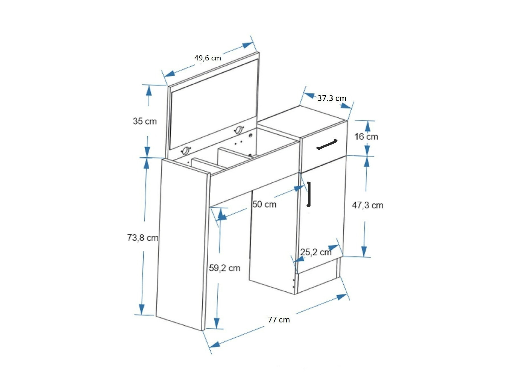 Toaletna mizica Kailua 2162 (Antracit + Bor)