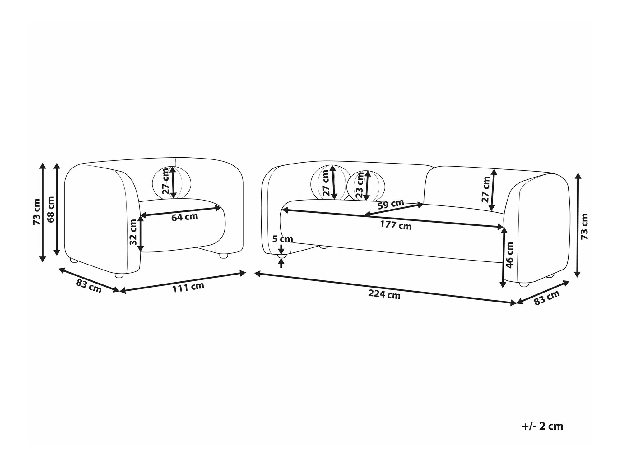 Komplet oblazinjenega pohištva Veselme 104 (Bela)
