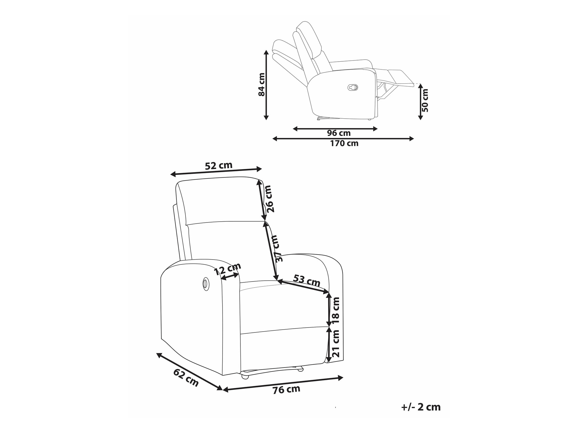 Fotelj s počivalnikom Berwyn 2106 (Svetlo siva)