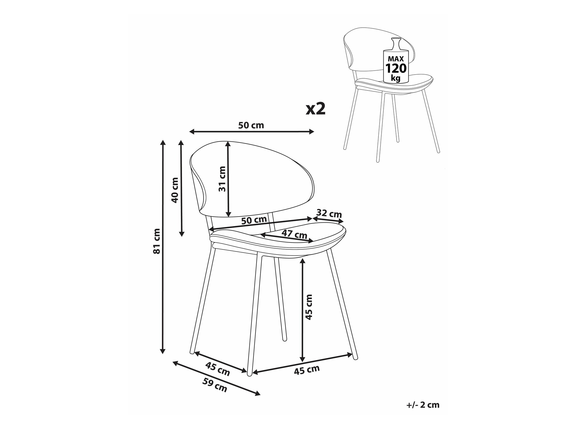 Komplet stolov Berwyn 2115 (Krema)