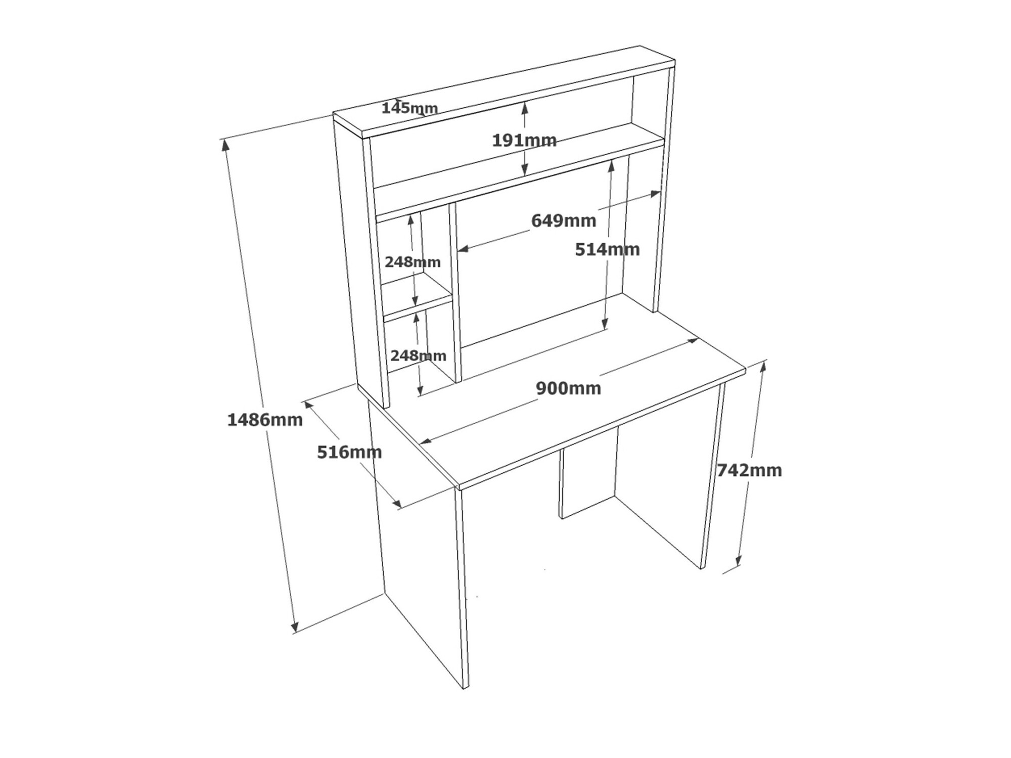 Pisalna miza Asheboro 117 (Antracit + Bor)