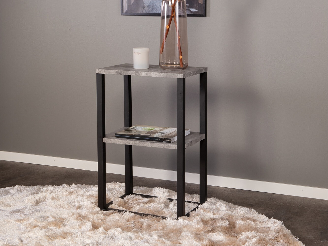 Stranska mizica Dallas 260 (Beton + Črna)