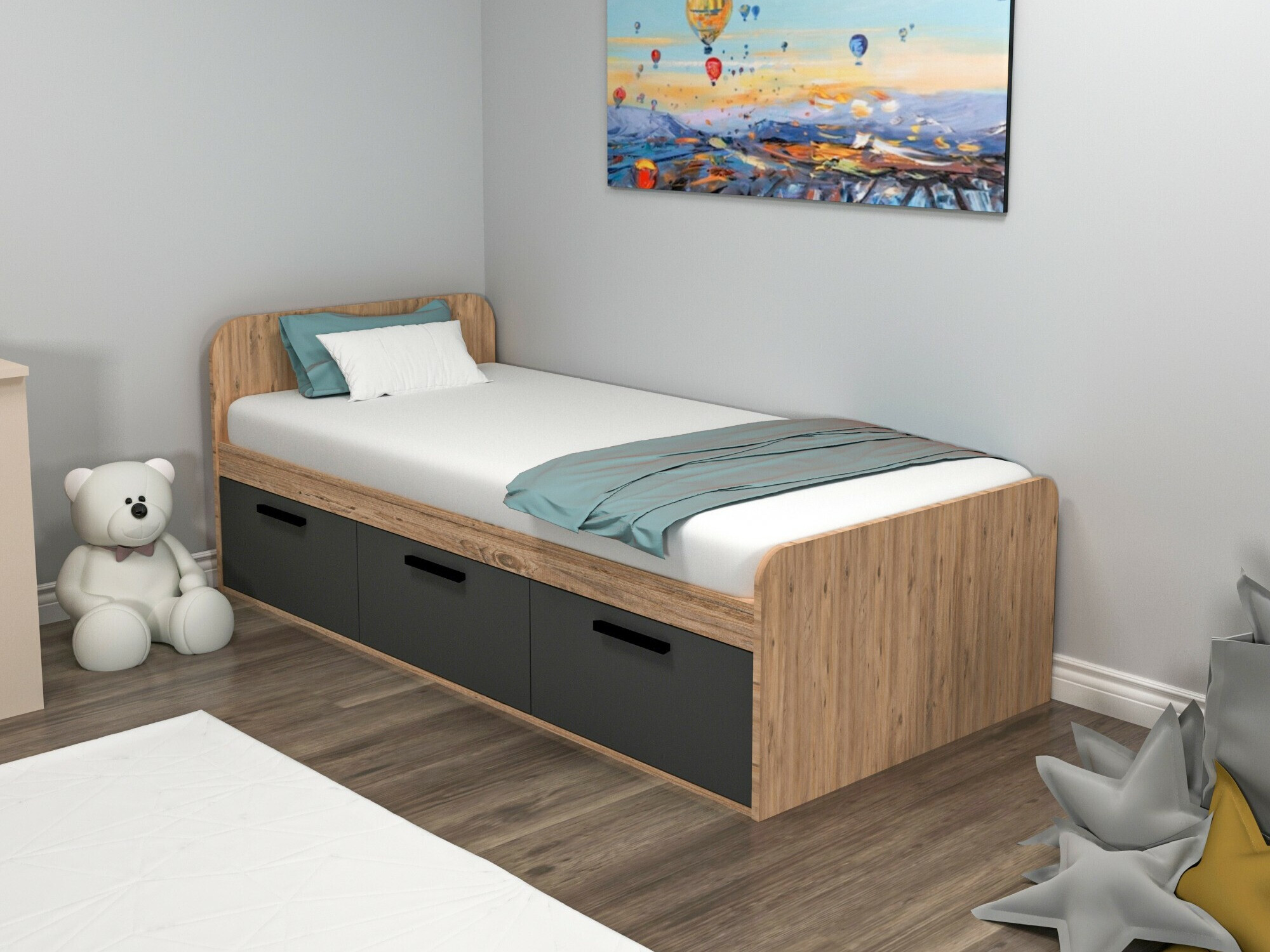 Postelja Kailua 2185 (Antracit + Bor)