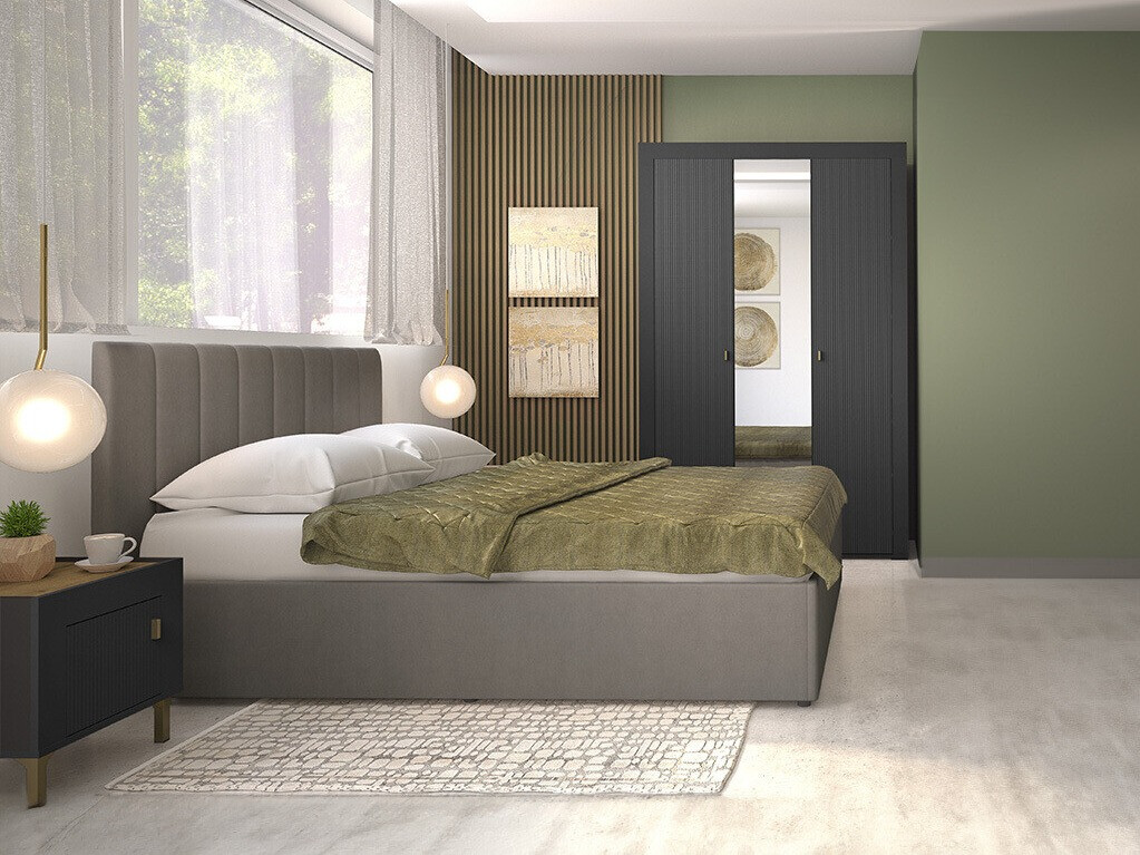 Komplet pohištva za spalnico Mormavu 113 (Mat črna)