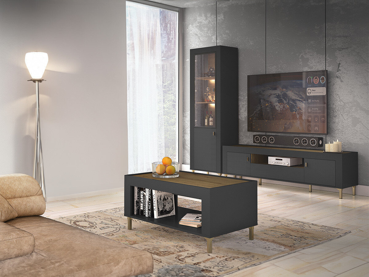 Komplet za dnevno sobo Mormavu 114 (Mat črna)