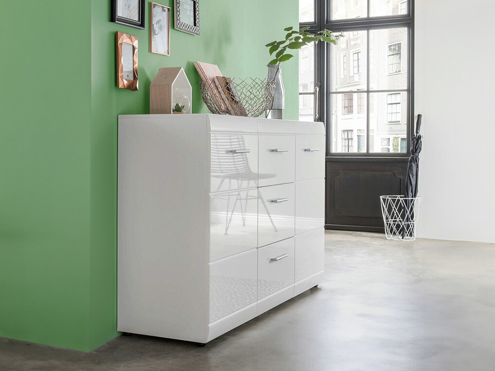 Komoda Livromu 108 (Sijaj bela + Bela)