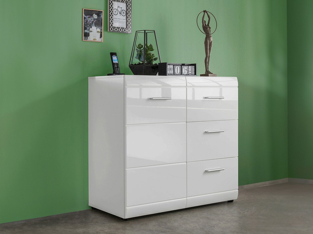 Komoda Livromu 109 (Sijaj bela + Bela)