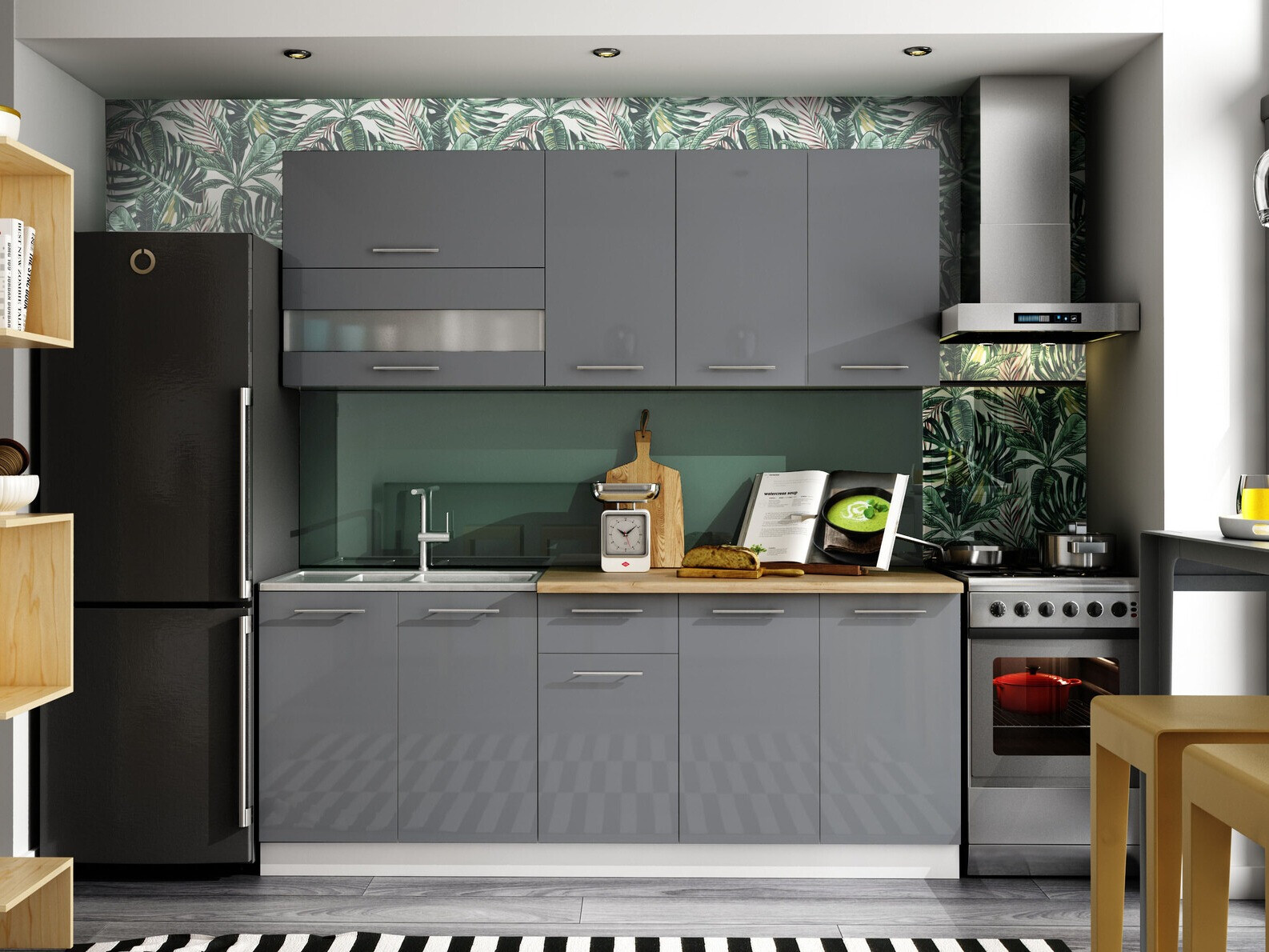 Modularna omarica s predalom in vrati Tiffa Grey 138