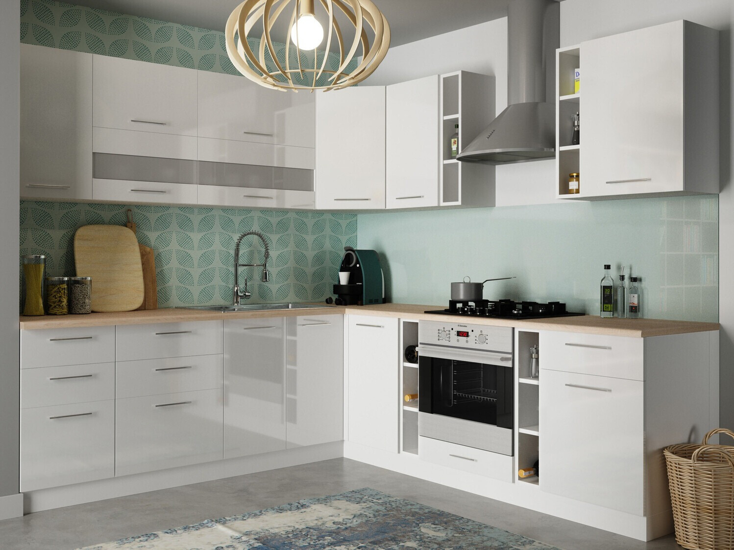 Modularna omarica s predalom in vrati Tiffa White 141