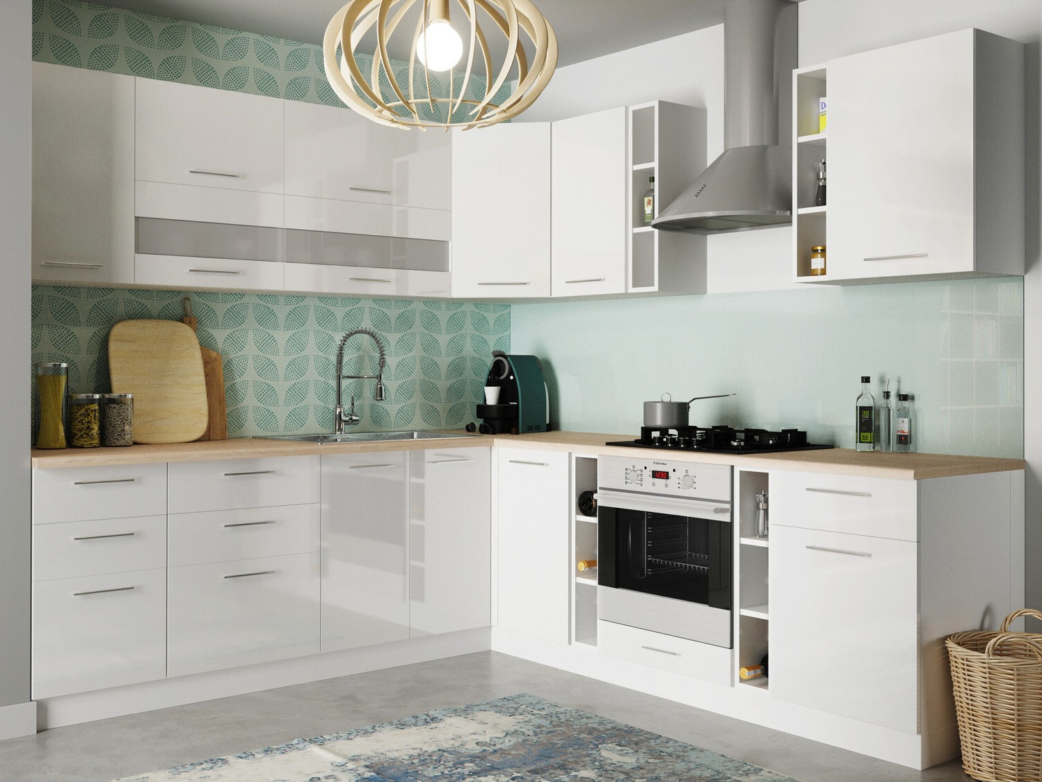 Modularna omarica s predalom in vrati Tiffa White 143