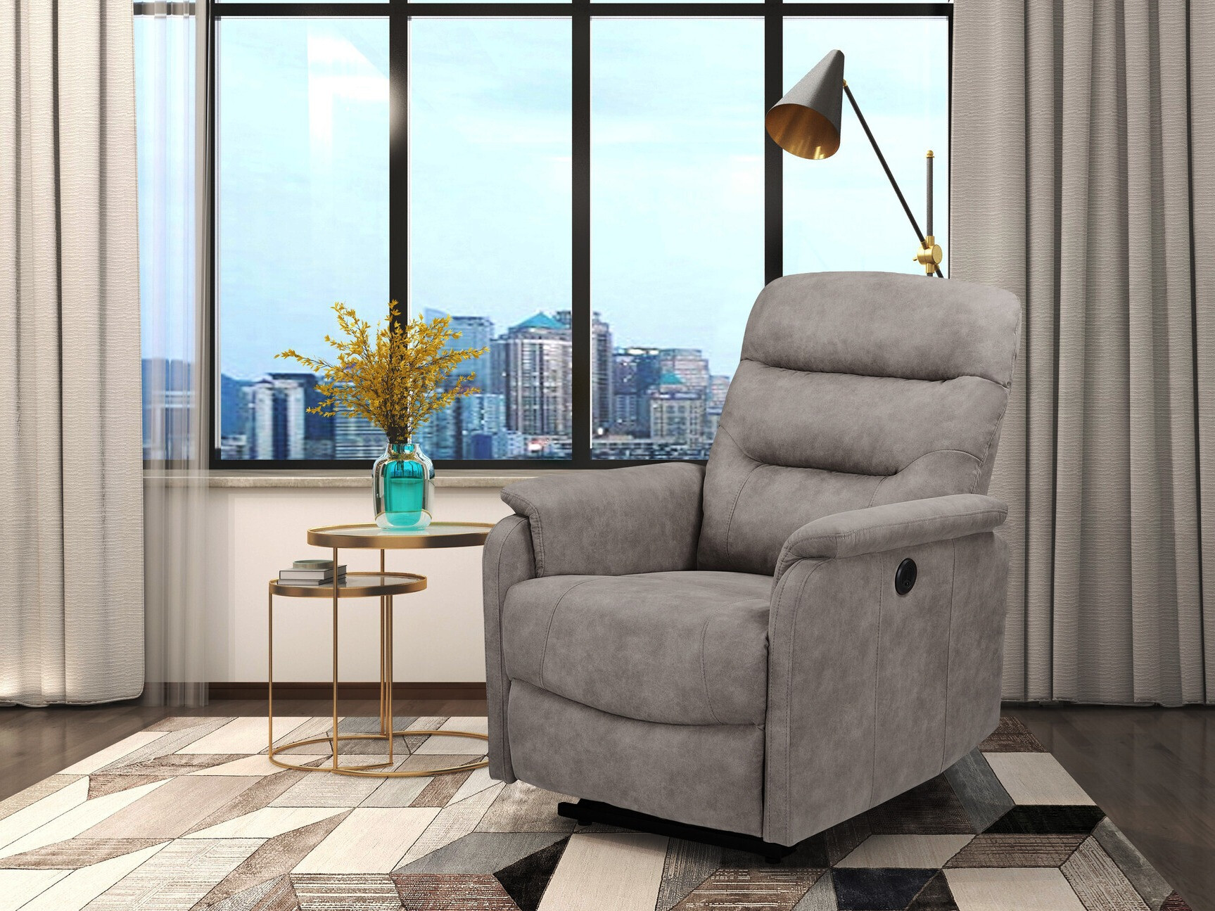 Fotelj s počivalnikom Denton 1347 (Siva)