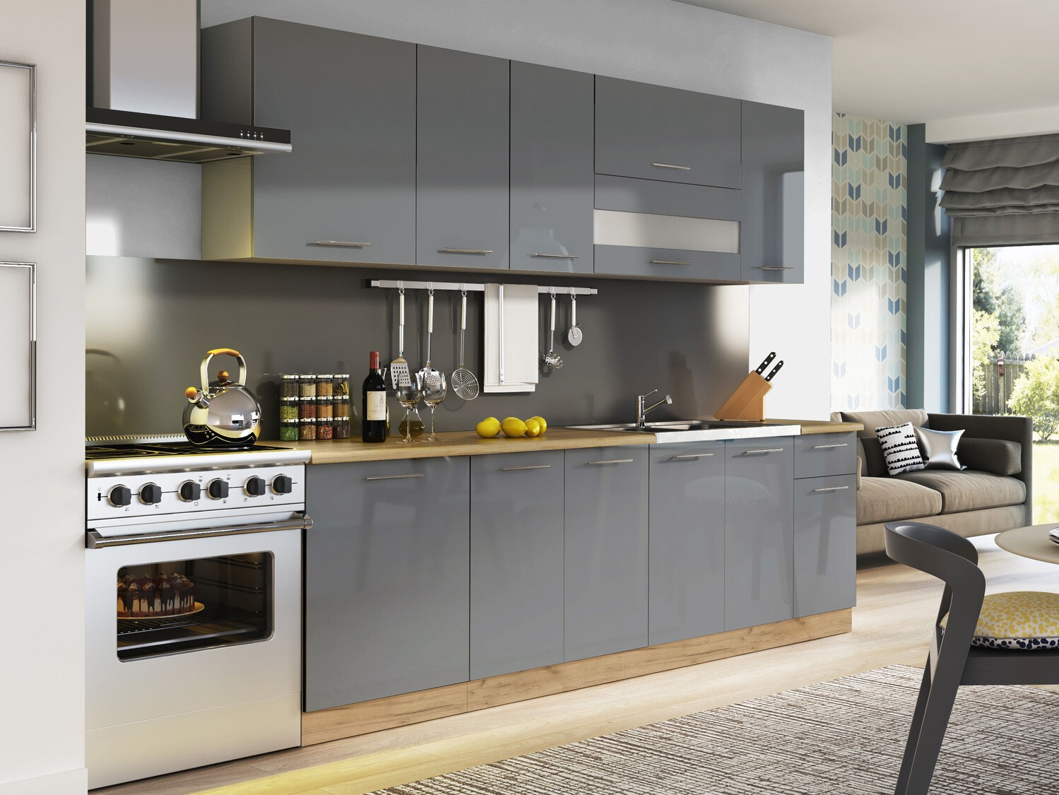 Modularna omarica za pomivalno korito z vrati Tiffa Grey 125