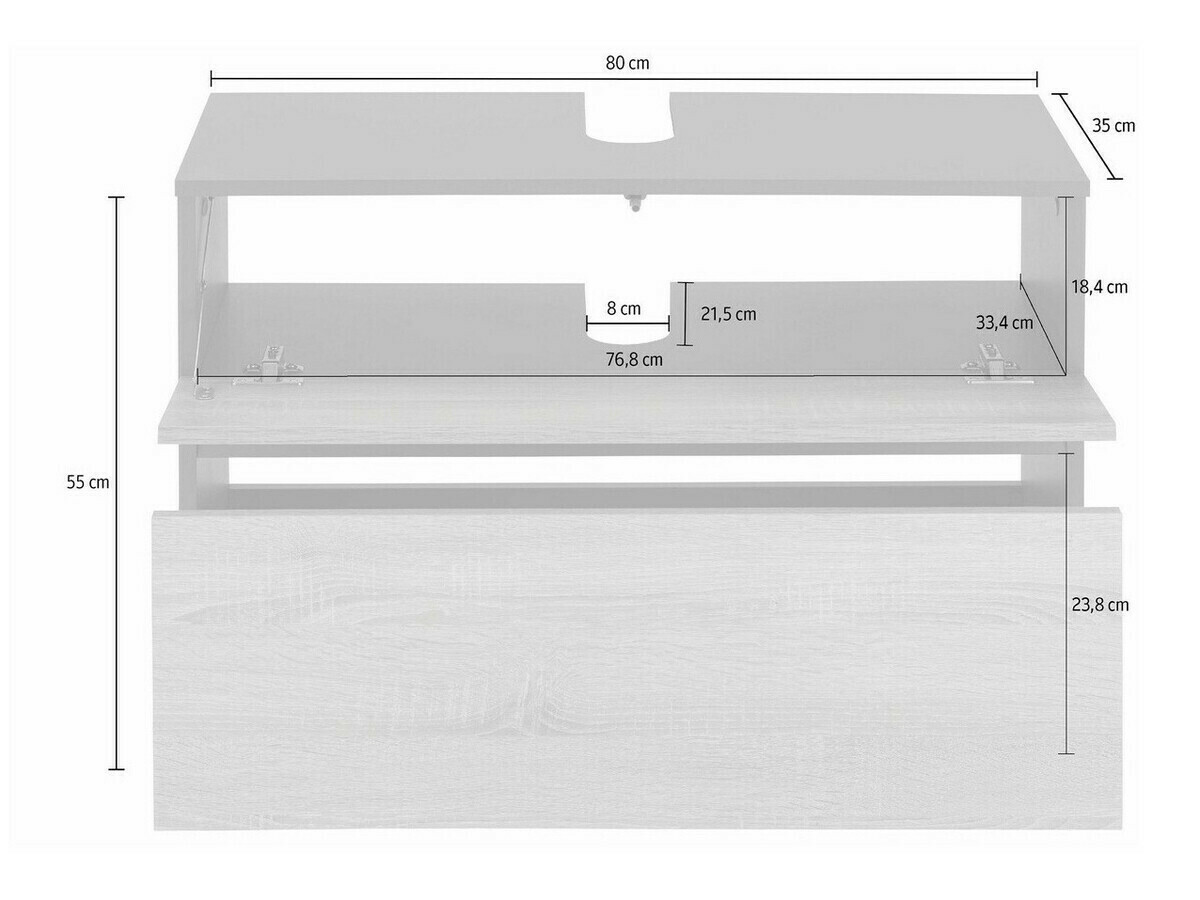 Prostostoječa kopalniška omarica za umivalnik Soncamu 109 (Hrast)