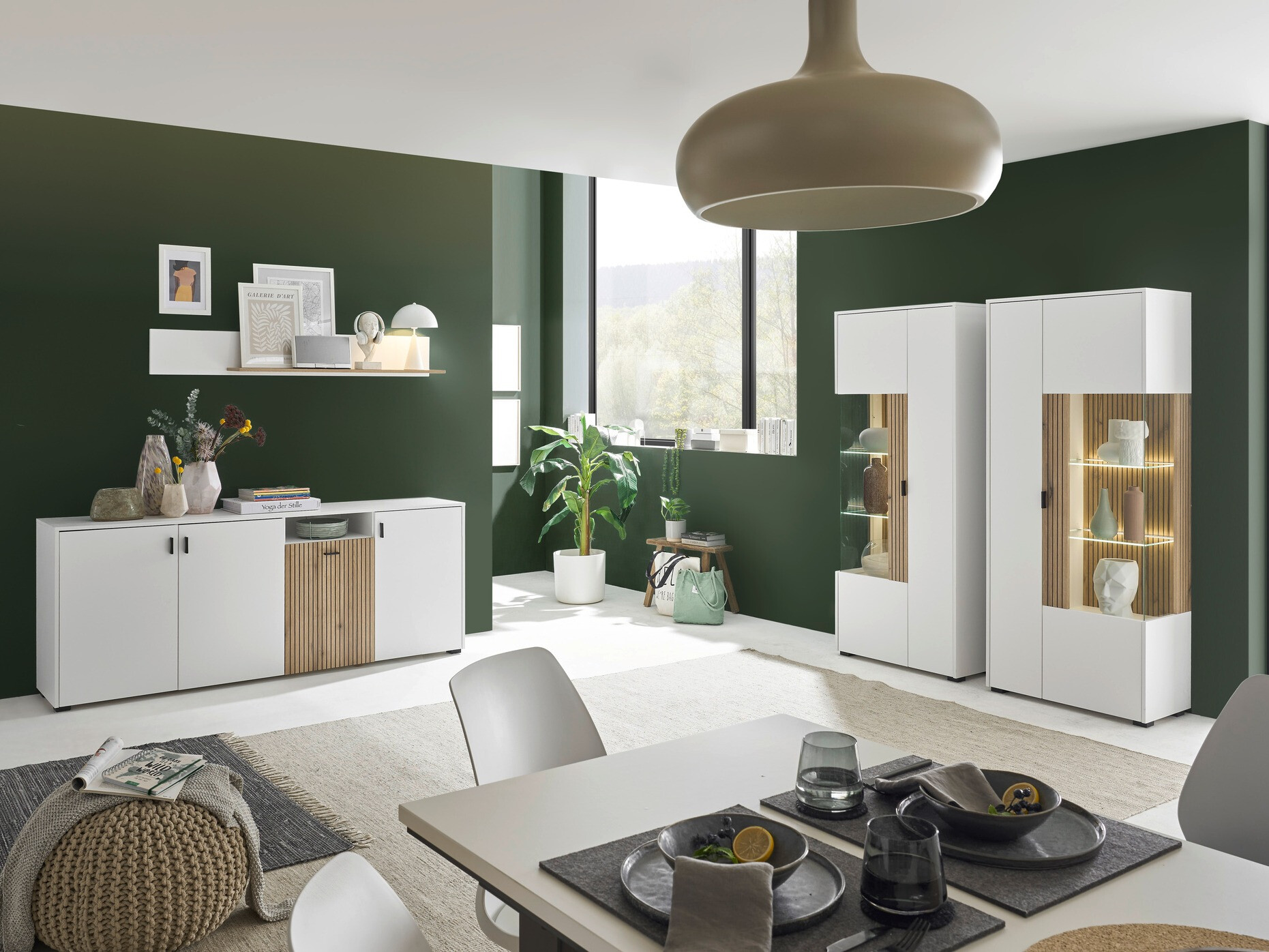 Stenska polica Belmelu 112 (Bela + Hrast)