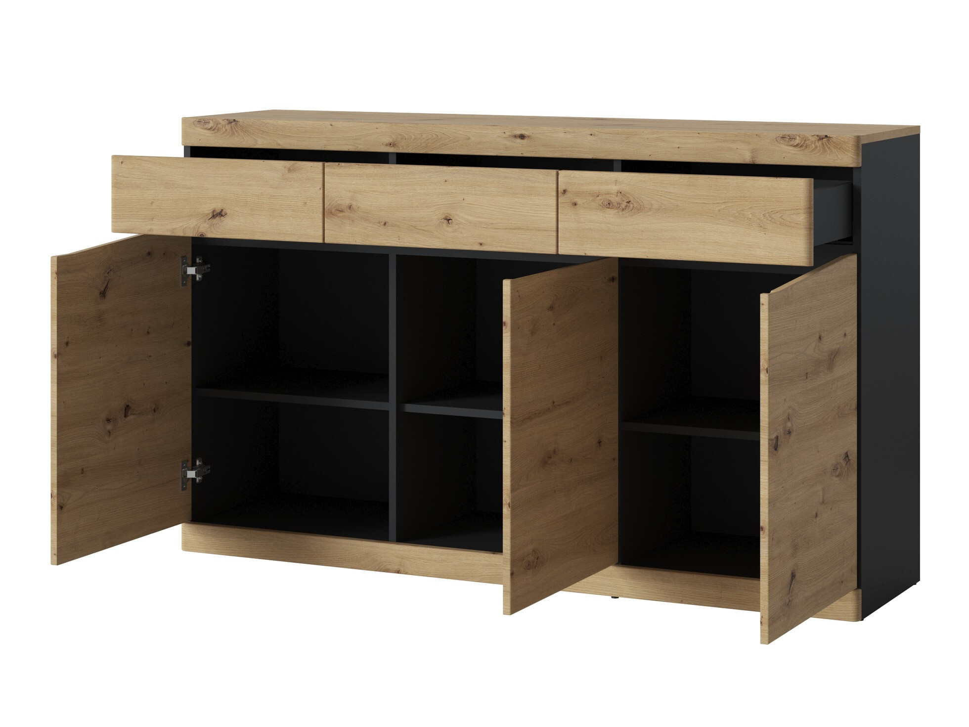 Komoda Venlori 123 (Antracit + Artisan hrast)