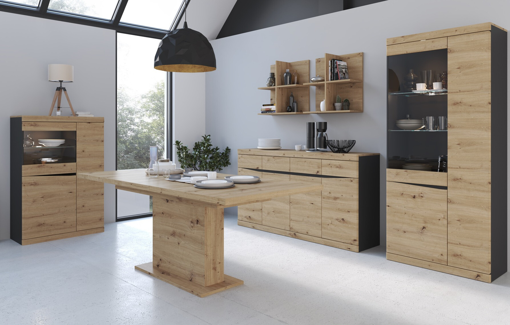 Komoda Venlori 124 (Antracit + Artisan hrast)