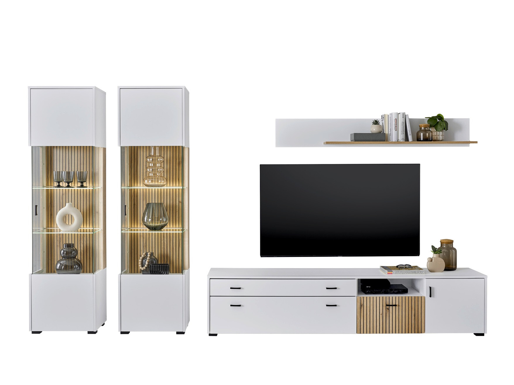 Komplet za dnevno sobo Belmelu 117 (Bela + Hrast)