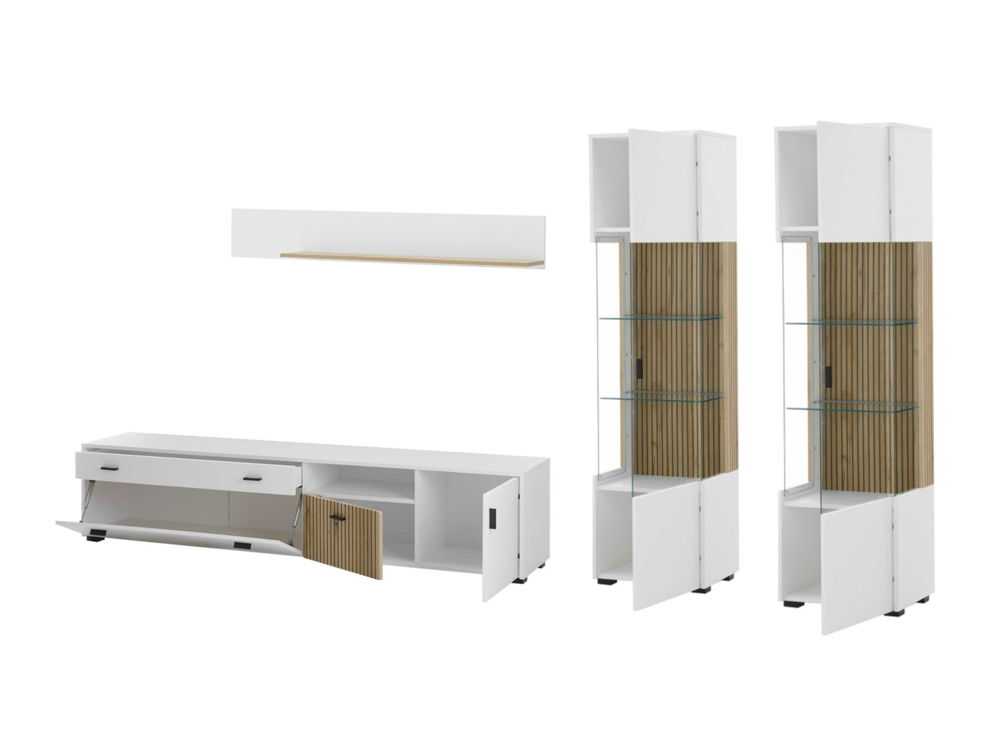 Komplet za dnevno sobo Belmelu 117 (Bela + Hrast)